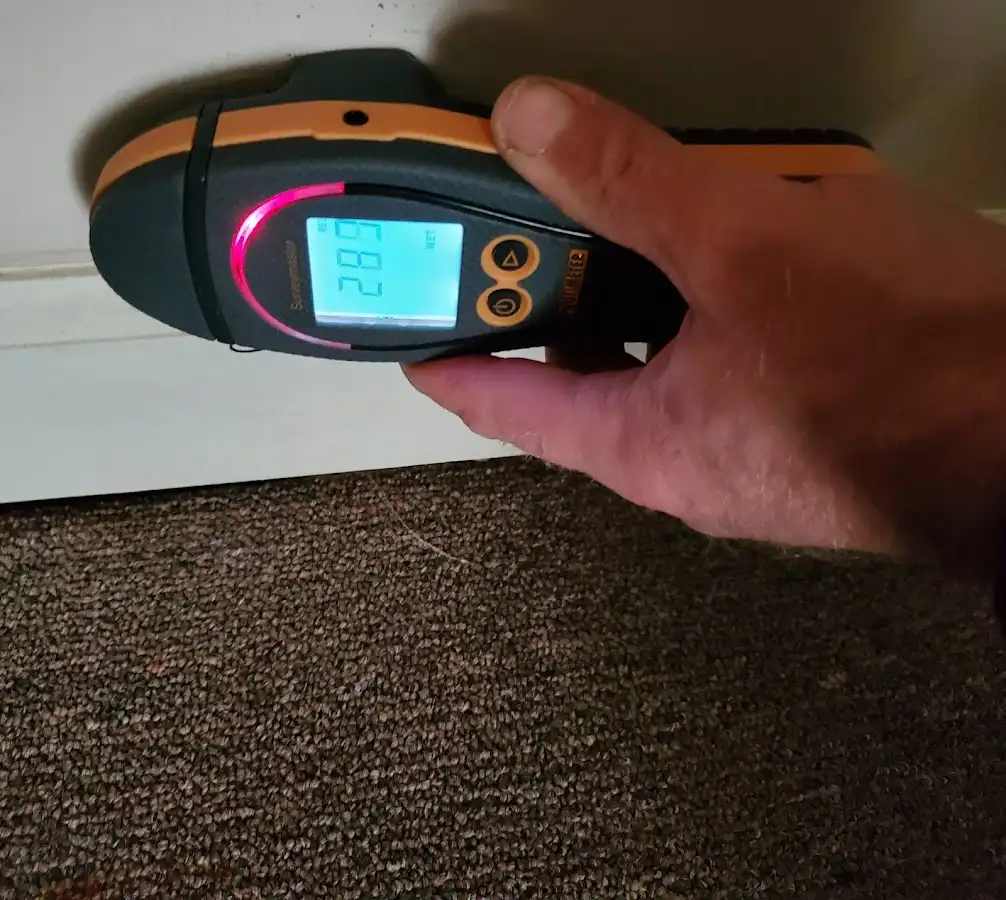 Moisture detection at baseboard during Sewage Cleanup & Sanitation in Reidsville